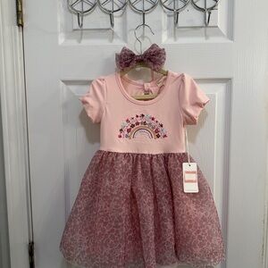 btween Pink Dress with Embroidered Details and Bow